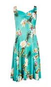 Ceres - Tropical Print Hawaiian Sun Dress in Green
