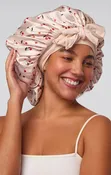 ADJUSTABLE OVERSIZED SATIN BONNET ~ CHERRY PRINT