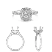 14K White Gold Cushion Diamond Halo Ring