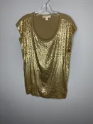 MICHAEL Michael Kors Size S Tan Sleeveless Top w/Gold Sequins, EUC