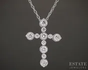 10k White Gold .29ctw Lab Diamond Cross Necklace p22446