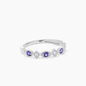 10K White Gold Amethyst and Diamond Stackable Band