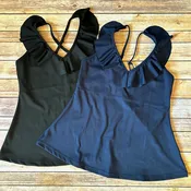 Ruffled A-line Mastectomy Tankini Swimwear