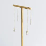 Baby Akoya pearl single pearl diamond drop earrings