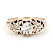 Vintage 10 Karat Gold Engagement Ring With 0.45 Carat Old European Cut Diamond