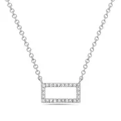 14K White Gold 0.07 CTW Diamond Rectangle Necklace