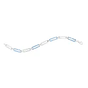 Silver Bright Blue Enamel Paperclip Bracelet