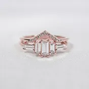 Brooklyn Art Deco Diamond Wedding Set with Baguettes