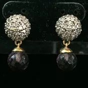 CZ Earrings with Crystal Drop 1"