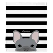 Blue French Bulldog on Black Stripes | Frenchie Blanket
