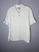Island Shores Men's Size L Beige Silk Blend Polo Shirt, EUC