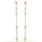 10K Yellow Gold Rice Pearl Earrings
