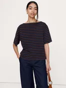 Cotton Slub Boat-Neck T-Shirt