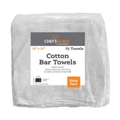 Chef's Guild™ Cotton Bar Towels, 14 by 14 Inches, White