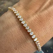 Bezel Set Tennis Bracelet Oval Lab Diamond 14K