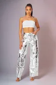 Dawn Metallic Cargo Pocket High Waist Pants