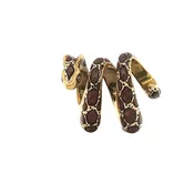 14 Karat Yellow Gold Brown and White Enamel Snake Slide Pendant