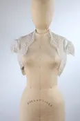 David Fielden Tulle Lace Bolero — White