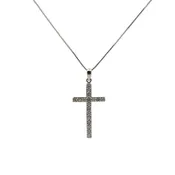 14K White Gold Cross Diamond Necklace
