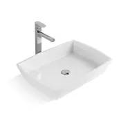 Aquamoon 1316 White Modern Rectangular Vessel Solid Surface Sink 27.25 x 15.6 x 3.6