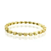 18K Yellow Gold Bezel Set Diamond & Sapphire Bangle | 24.6g Modern Geometric Bracelet