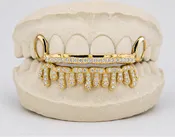 Alexis Edition; Drip & Rail Moissanite Gold Grillz – DQ1059