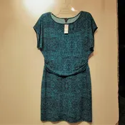Ann Taylor Turquoise Poly blend Knit Print Cap Dress