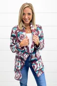 Aztec Nights Cardigan Jacket -Burgundy