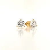 14K Colorless Simulated Diamond 3 Prong Martini Stud Earrings