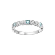10K WD 1/12 ct. tw. Diamond &amp;amp; 1/7 ct. tw. Blue Topaz Alternating Stackable Ring