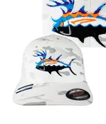 "Buck-Eye Explorer" Meshback Flexfit Unisex Hat In White Camoflauge