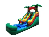 12FT Green Breeze Inflatable Water Slide with Palm Trees