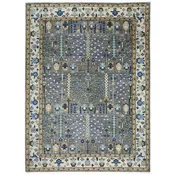 10'3''x14 Hand Knotted Wool Gray ,Tan Tree of Life Oushak Transitional Rug