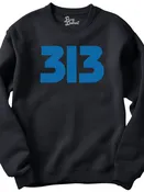 313 Modern Detroit Unisex Premium Sweatshirt - Black and Blue
