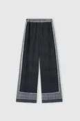 Bandana print silk palazzo trousers with hand-applied crystals