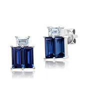 Alexandrite Cluster Studs – Baguette, 14K White Gold