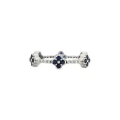 14k 0.30cttw White Gold Diamond Sapphire Clover Eternity Ban...