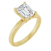 14K Yellow Gold 8x6 mm Emerald Engagement Ring Mounting