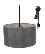 0-002000>1-Light Plug In Swag Pendant Ceiling Light Granite Grey Shade