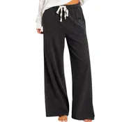 Black Acid Wash Wide Leg Pants