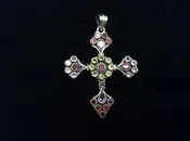 Vintage 925  Sterling Silver Genuine Garnet, Peridot, Amethyst Pendant 1834