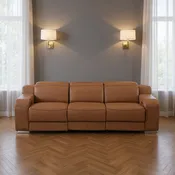 103" Chestnut Italian Leather Reclining USB Sofa