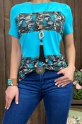 Blue thunder flash  & camo printed top BQ10576 (FS5) FS6