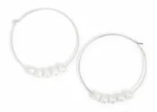 1.75 Inch 5 Pearl Hoop Earrings