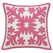 18" Hawaiian Quilt Pillow Slip - Aqua Green on Off white Plumeria