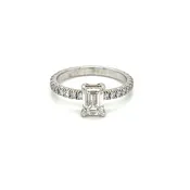 14k White Gold 1.00ct Emerald Cut Diamond Ring