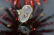 10K Carved Rock Crystal Ring