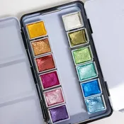 12-Color Travel Metallic Watercolor Paint Palette