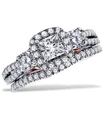 1/2 carat Princess Cut Diamond Solitaire in a Stunning Hidden Blush Bridal Set, 14k Gold