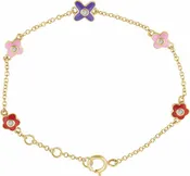 10K Yellow .04 CTW Diamond Youth Flower 7 Bracelet